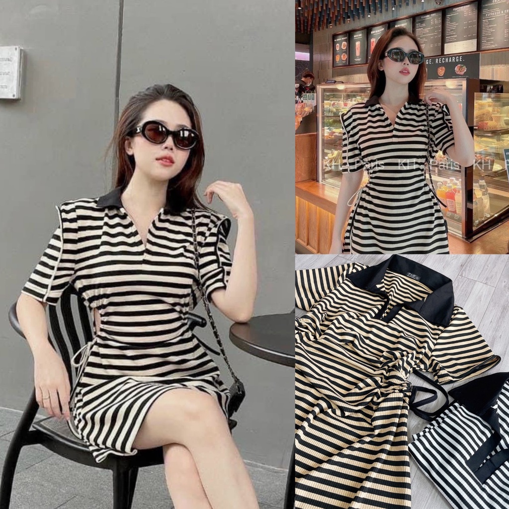 Đầm Váy Body BigSize Tay Ngắn, Áo Kiểu Bigsize Chất Gân Tăm Sọc Đũa Co Giãn G75