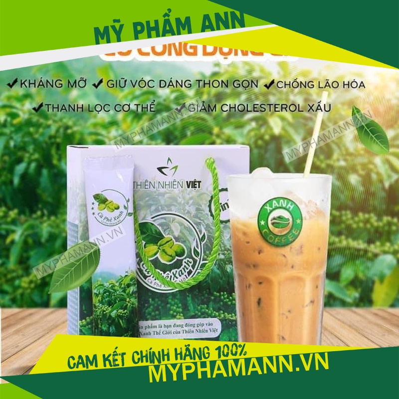 Cafe Xanh Thiên Nhiên Việt Hôp Lớn Chính Hãng 30 gói - Cafe Kháng Mỡ