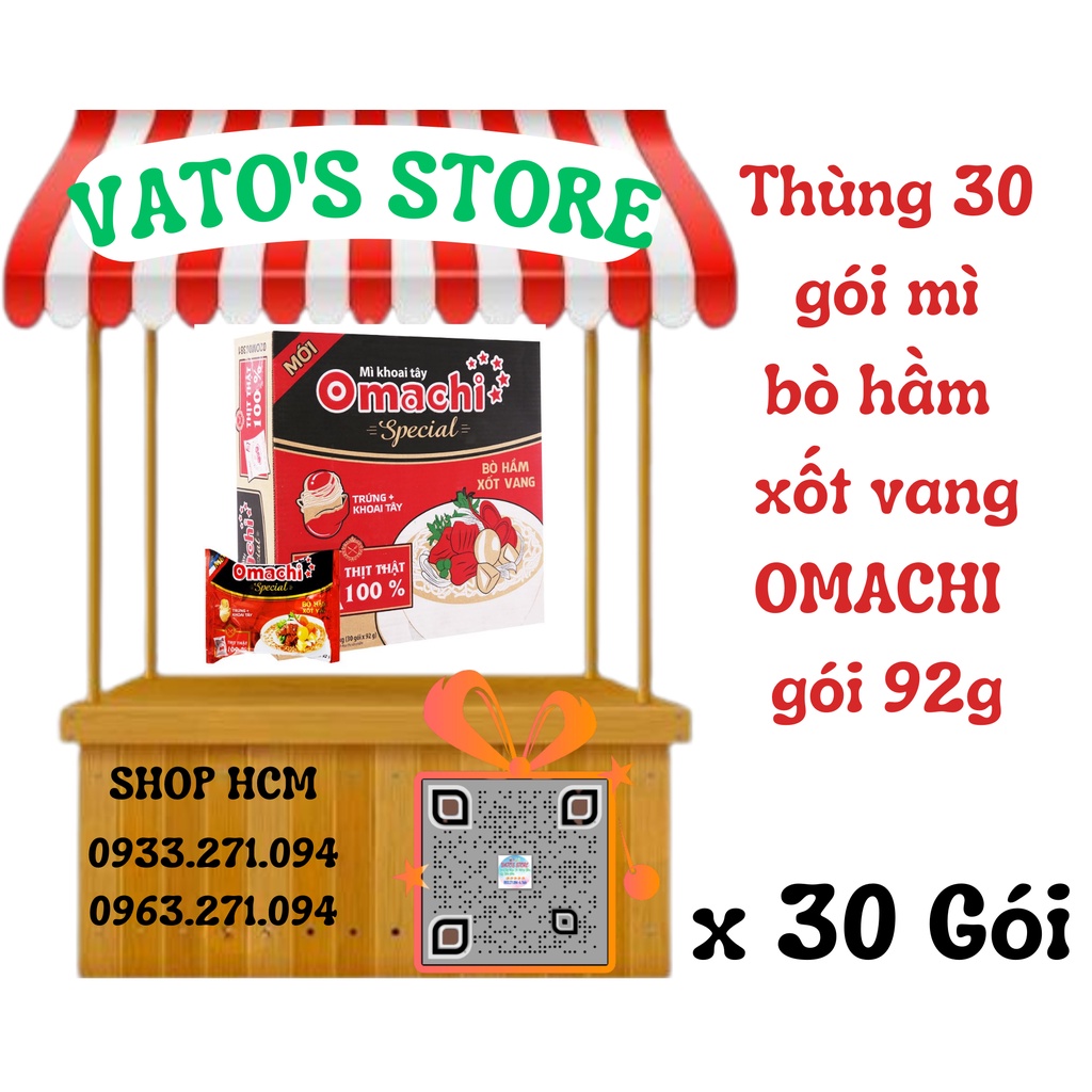 Thùng 30 gói mì OMACHI Special Bò Hầm Xốt Vang 92g / Combo 6 gói mì OMACHI Special Bò Hầm Xốt Vang 92g