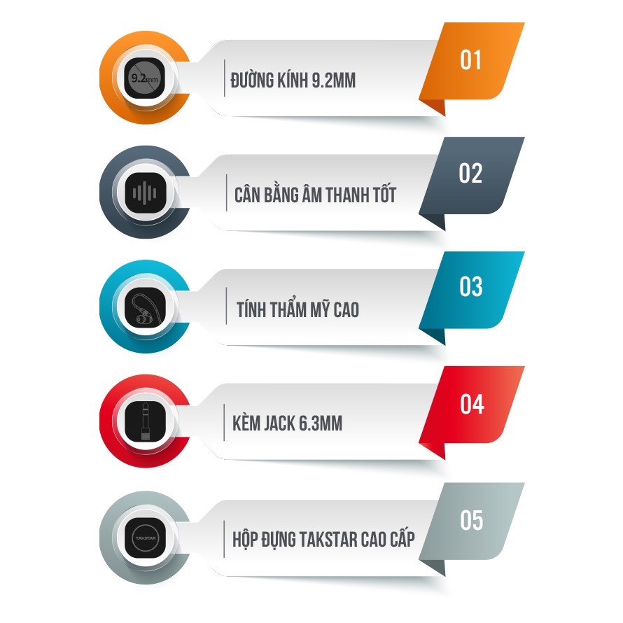 Tai Nghe Kiểm Âm TAKSTAR TS-2260, Dây Dài 2m, Tai Nghe Nhét Tai