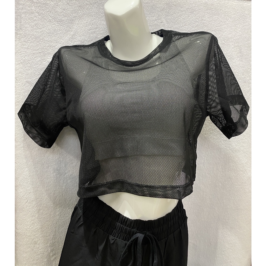 Áo tập croptop lưới mịn sành điệu cho các bạn tập zumba dance, chạy bộ
