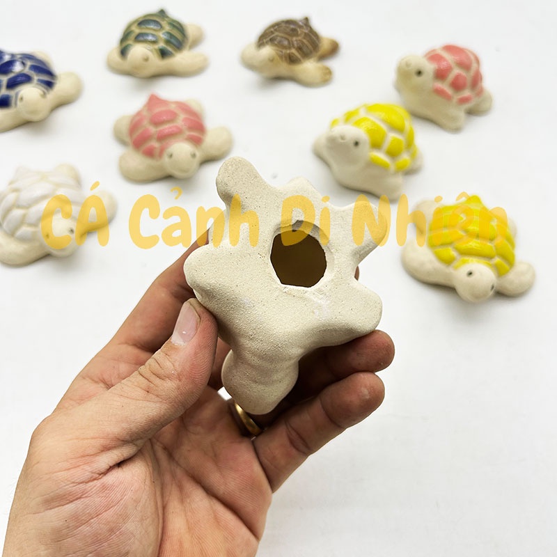 Rùa Baba bằng gốm tráng men làm tiểu cảnh trang trí cho hồ cá size 8 cm