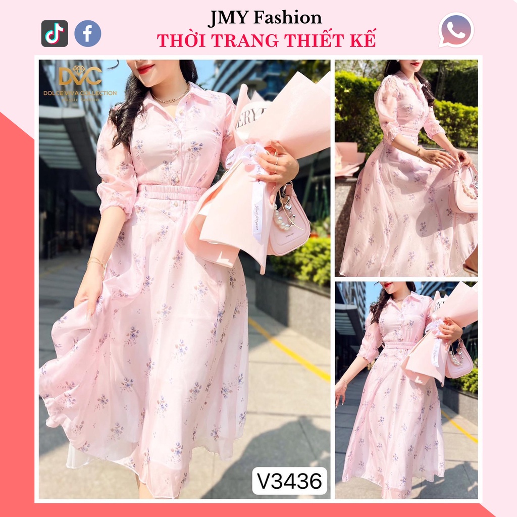 váy hoa nhí tay lỡ eo bo chun nữ tính