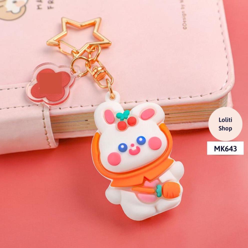 Móc khóa silicon thỏ anh đào cao cấp móc cài balo, chìa khóa dễ thương LOLITI MK643
