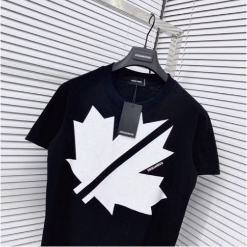 Áo phông nam nữ Premium Cotton in hình logo lá chữ DSQ2 vải dày dặn co giãn 4 chiều cao cấp 2023