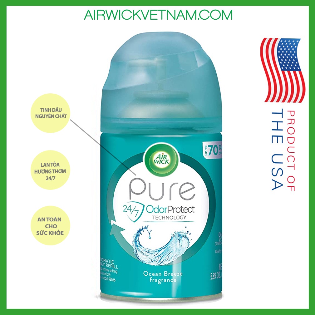 Chai Tinh Dầu Air Wick Pure Freshmatic Auto Spray, Thay Thế Máy Xịt Phòng Tự Động 267g