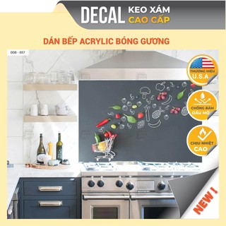 Giấy Decal dán bếp KEO XÁM chuyên dụng bóng gương chịu nhiệt tốt,chống dầu mỡ, dễ lau chùi, kích thước 90x60cm DDB-057