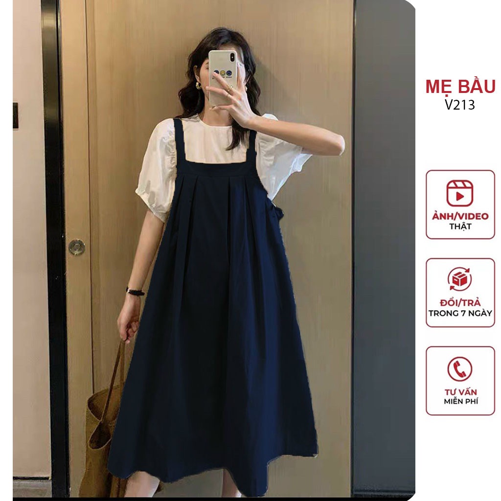 SET VÁY YẾM BẦU MÙA HÈ THỜI TRANG HÀN QUỐC ÁO VÀ VÁY RỜI NHAU - ĐẦM BẦU BABYDOLL CỰC XINH FREESIZE