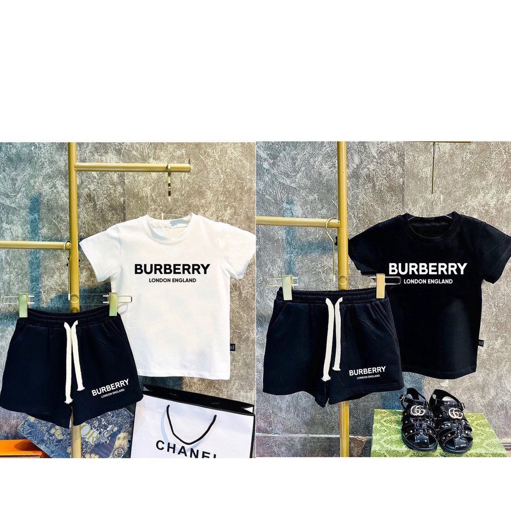 Bộ quần áo BURBERRY hai màu Trắng- Đen mới nhất năm 2023 cho bé trai (10-43kg) SHOP YOIMEE KIDS