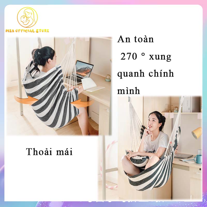 Xích đu ghế võng phòng ngủ ký túc xá treo ghế dày lên（có 2 gối）