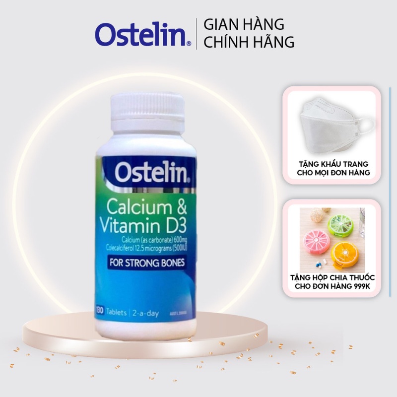 Viên uống bổ sung Canxi và Vitamin D3 cho mẹ bầu Ostelin Calcium & Vitamin D3 130 viên Úc