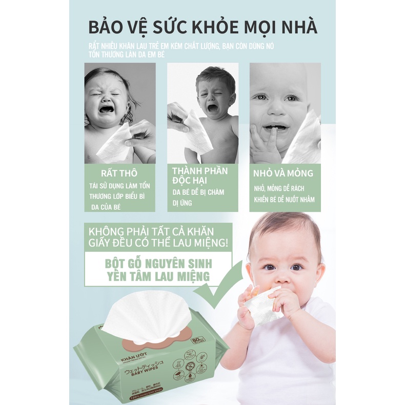 Khăn giấy ướt MiniBear cho bé, không mùi, không cồn, chuyên dùng cho mẹ và bé.