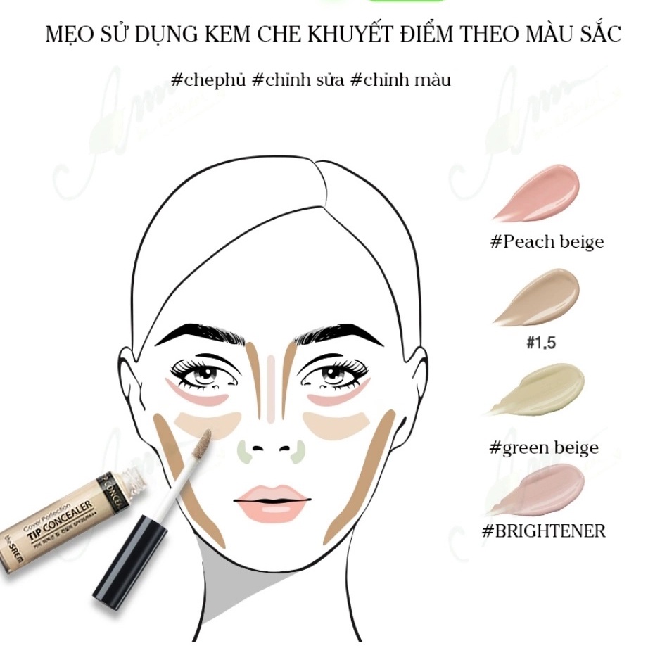 Kem che khuyết điểm The Saem Cover Perfection Tip Concealer Spf28 PA++ Ckđ độ che phủ cao lâu trôi