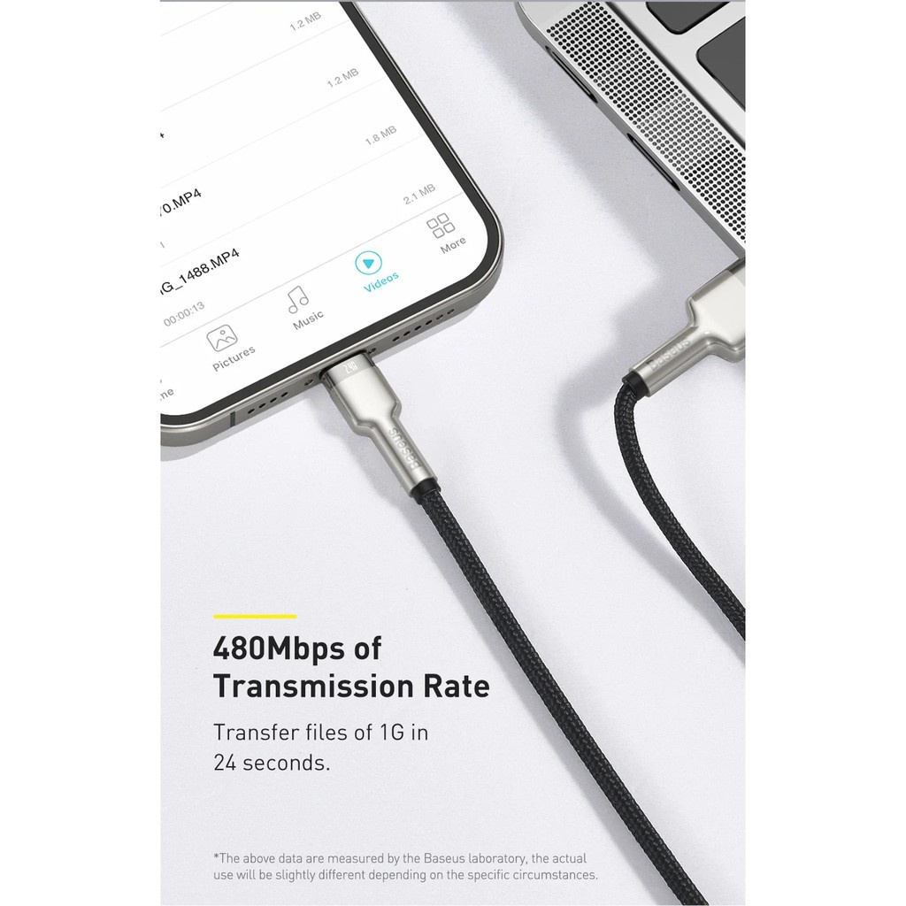 Cáp sạc nhanh Baseus Cafule Metal Dây bọc dù dài 1m 2m truyền dữ liệu cho iphone 8 x xmax 11 12 promax.