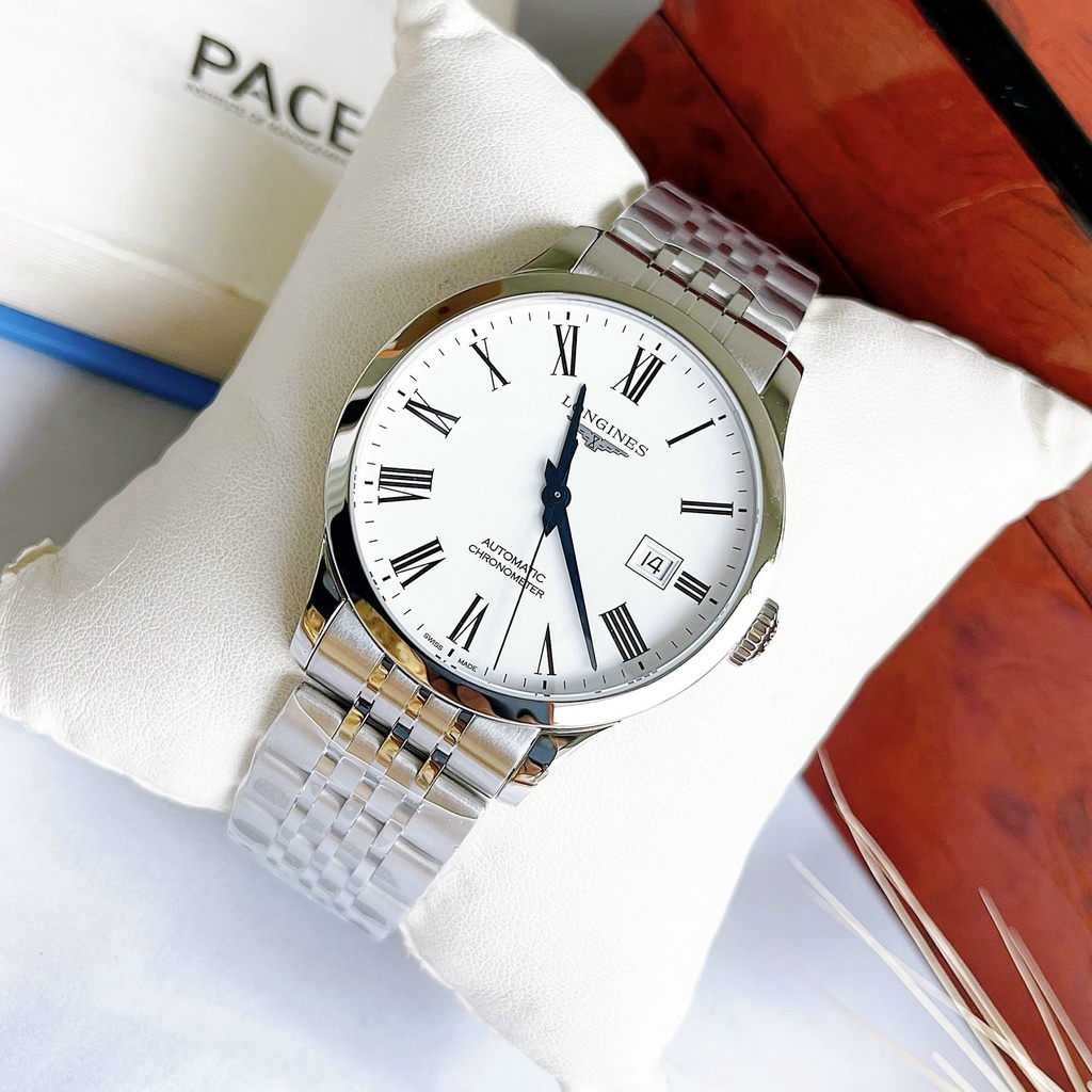 Đồng hồ nam chính hãng Longines Record L2.821.4.11.6 ( L28214116 )- Máy cơ tự động Thụy Sĩ - Kính Sapphire