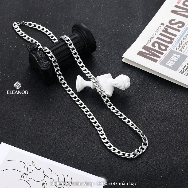 Dây chuyền nam nữ titan Eleanor Accessories sợi mắt xích cá tính phong cách basic phụ kiện trang sức 5386