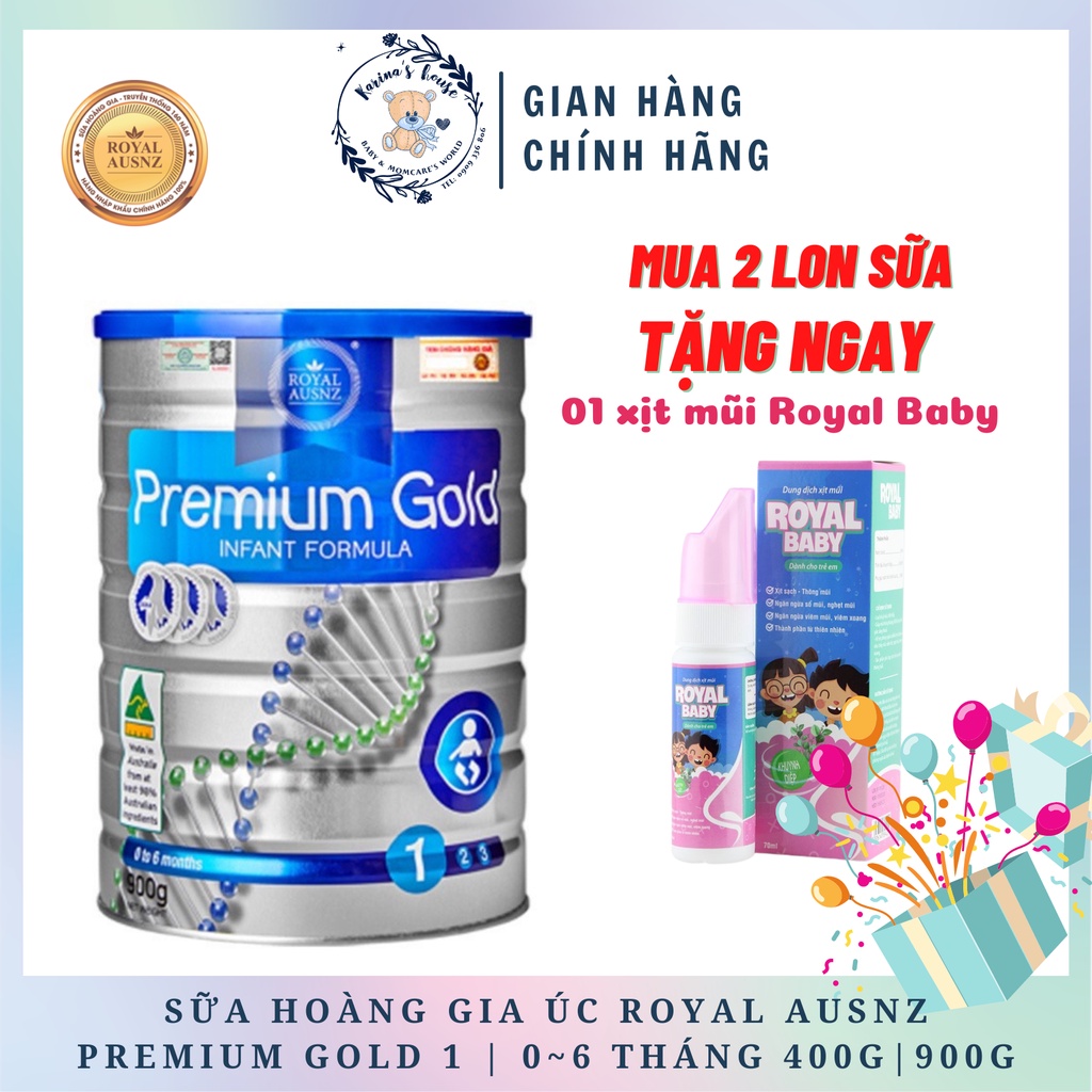 Sữa Bột Hoàng Gia Úc Premium Gold Số 1 Bổ Sung Vitamin, Khoáng Chất Cho Trẻ ROYAL AUSNZ 900g