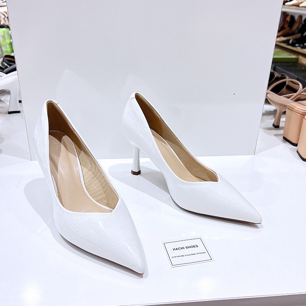 Giày cao gót da bóng mũi nhọn gót nhọn cao 7cm C026 - HACHI SHOES