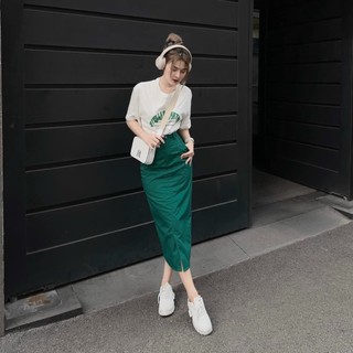Set áo chân váy,set váy nữ áo cotton mặc với chân váy dáng dài chất vải cotton lạnh lên form đẹp