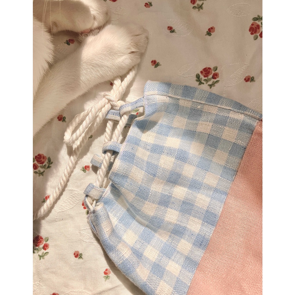 Túi vải rút linen họa tiết caro - Túi Ngọt - Youth Linen