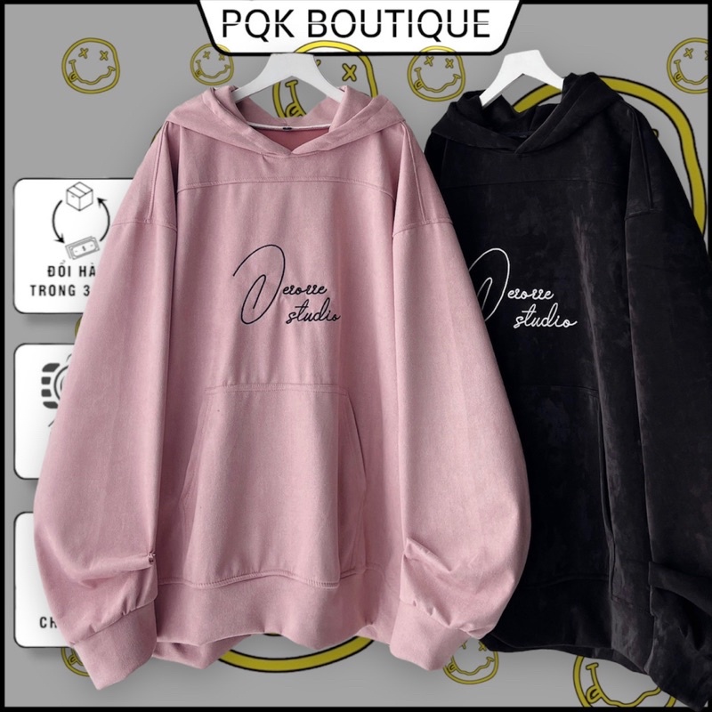 Áo Hoodie Nỉ Da Lộn Cao Cấp Chữ Thêu ROSE - pqk boutique