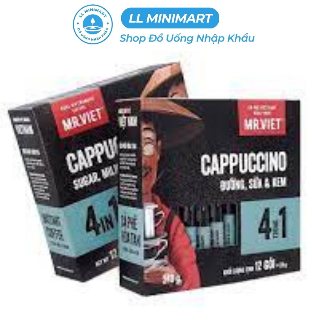 Cà Phê Hòa Tan MR.VIỆT Cappuccino/Đen/4/3/2 IN 1 Đủ Vị Hộp 240G