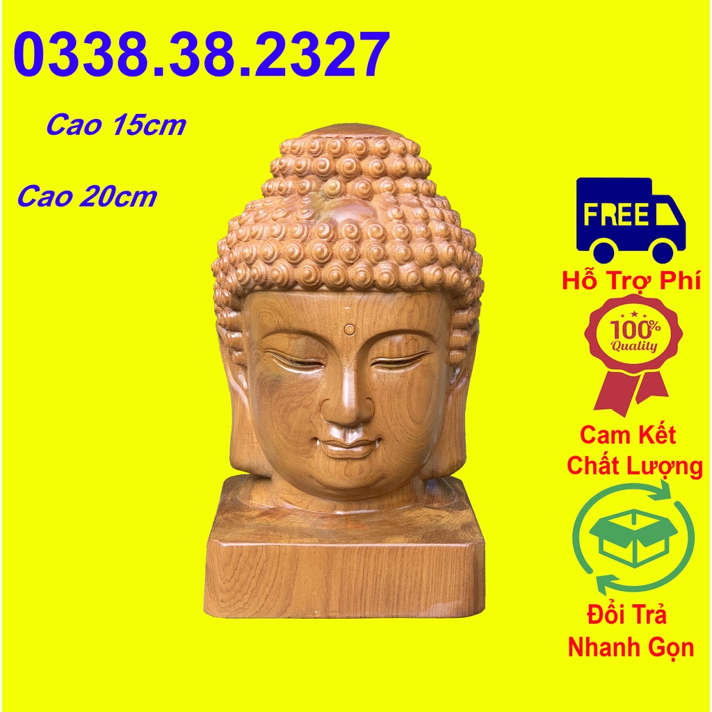 Tượng mặt diện phật cao 15cm và 20cm được làm bằng gỗ bách xanh nguyên khối
