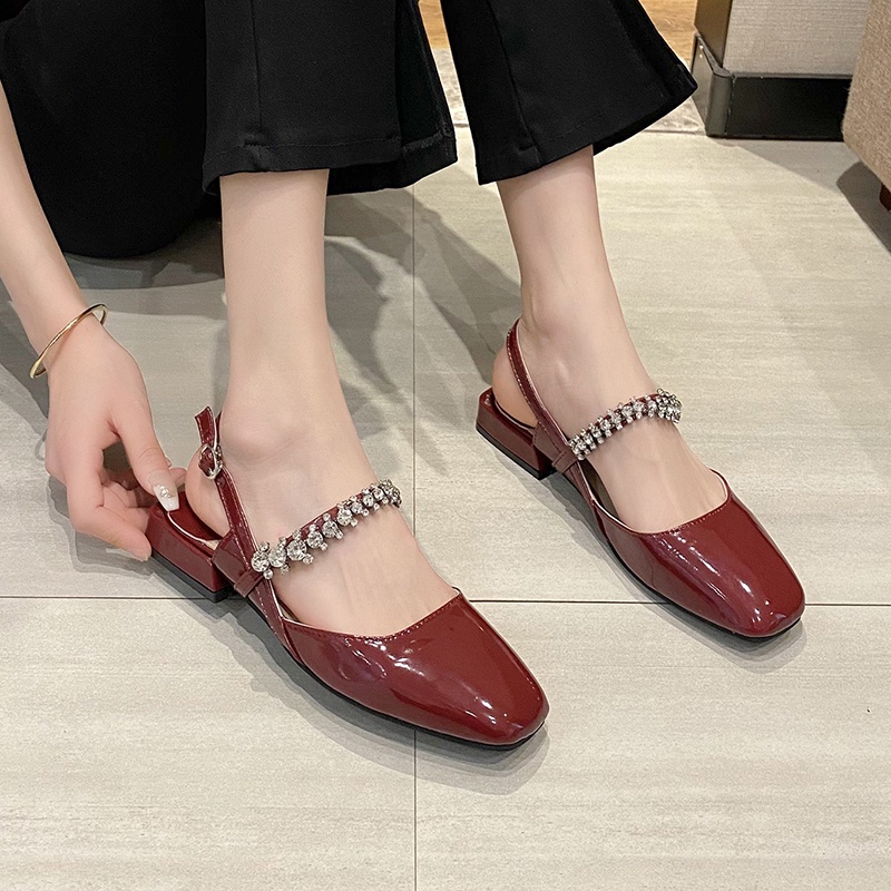 Giày big size nữ gót thấp 3cm mũi vuông size 40 41 42 43