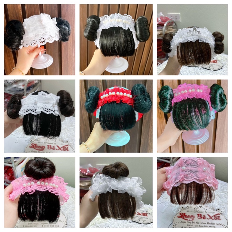 Tóc giả cho bé gái, turban tóc giả cho bé gái, tóc giả bé gái