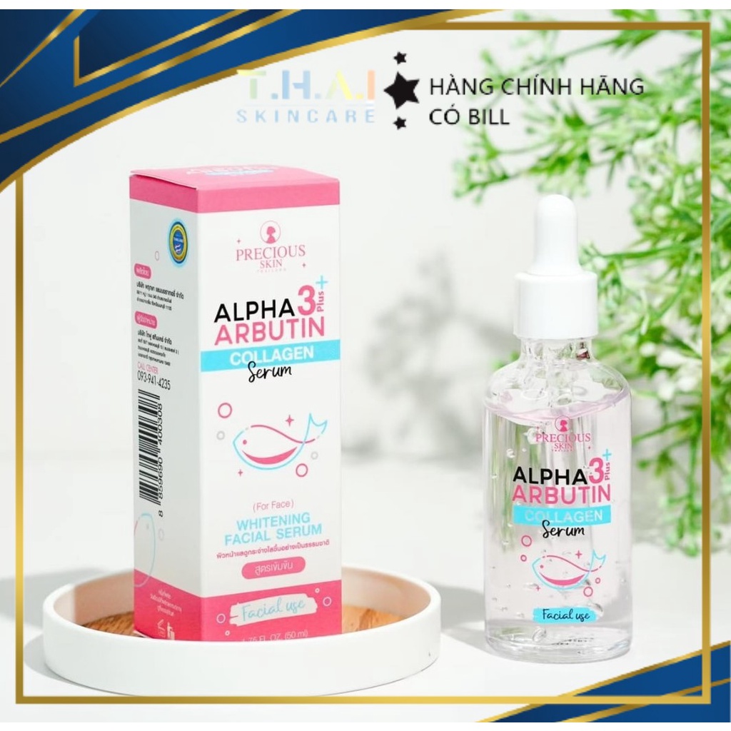 Serum dưỡng trắng da mặt mờ thâm sạm Alpha Arbutin 3 + plus collagen whitening facial serum Thái lan (50ml)