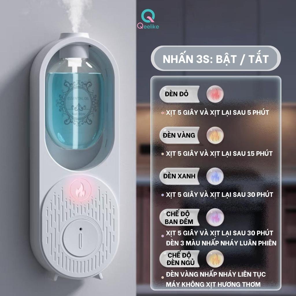 Máy xịt thơm phòng tự động Qeelike, máy xông tinh dầu phòng ngủ, nhỏ gọn với pin sạc 500mAh kèm tinh dầu nước hoa 50ml