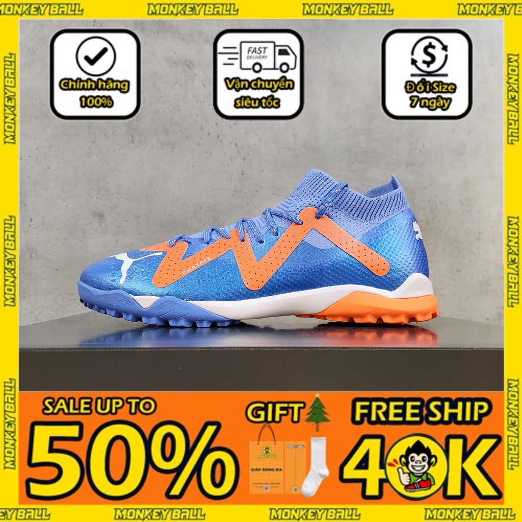 Giày đá bóng chính hãng Puma Future Ultimate Cage "Supercharge Pack" TF - 107174-01 - Xanh Blue / Cam cho sân nhân tạo