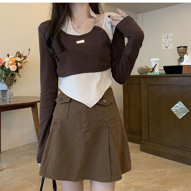 Áo Croptop Tay Ngắn Thiết Kế Lệch Tà Thời Trang Hè Cá Tính Cho Nữ