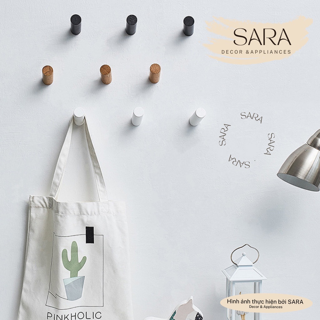 Móc gỗ treo tường đa năng móc treo quần áo túi xách treo tranh