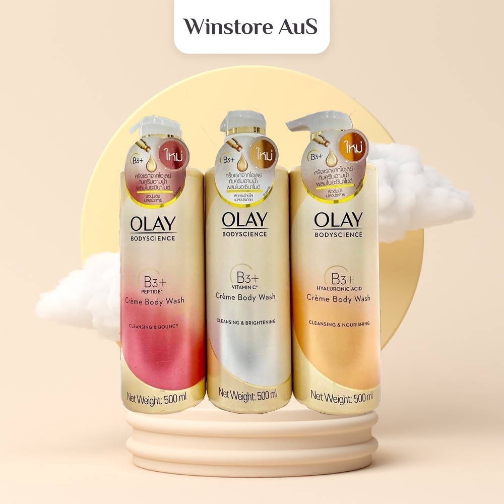 Sữa tắm Olay B3 Retinol/Peptide/Vitamin C dưỡng ẩm sáng da chống lão hóa 500ml