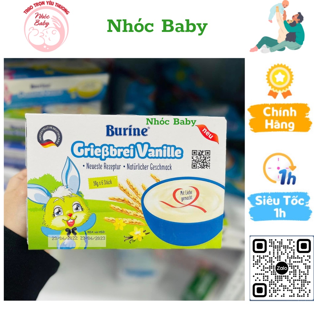 Cháo sữa Burine HiPP ăn dặm Vani [1 Lốc 6 Hũ] [6x50g] Thu Vỏ Giấy - Date 07/2024 - 1 Đổi 1 Nếu Lỗi NSX