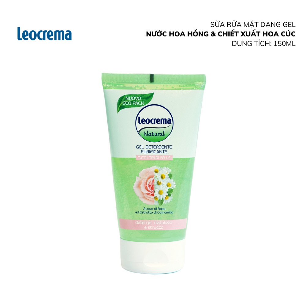 [Mã SGTTC30K giảm 30K] Sữa rửa mặt dạng Gel Leocrema Nước hoa hồng & Tinh chất hoa cúc 150ml