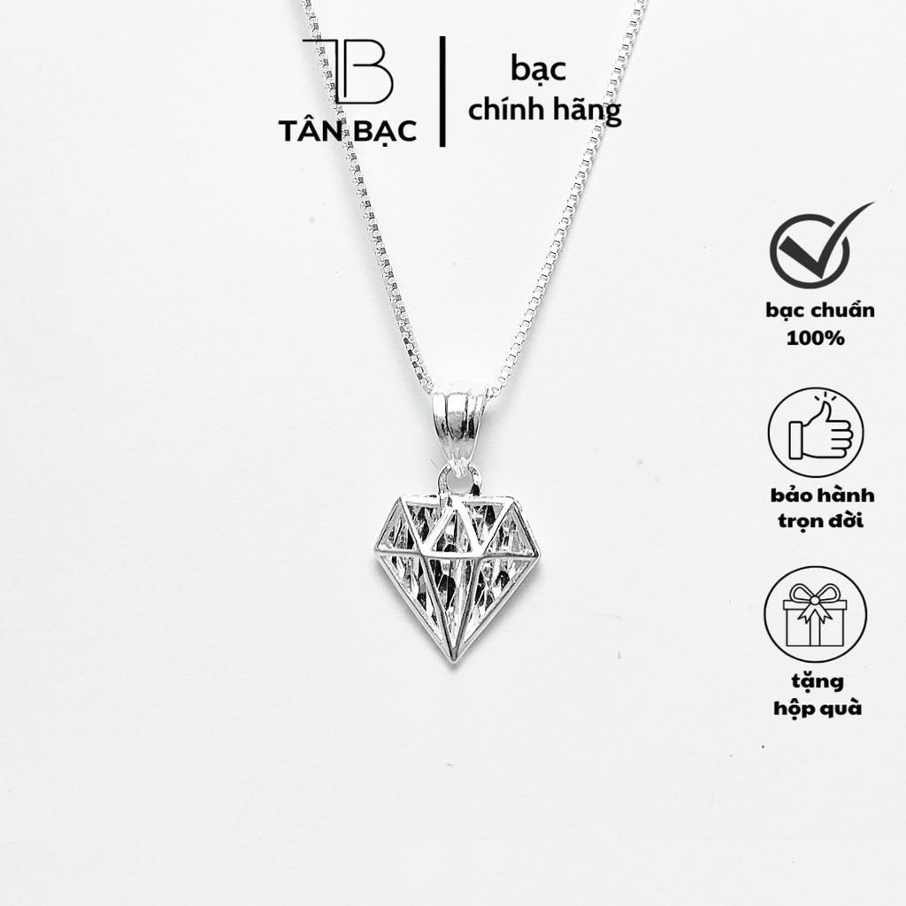 vòng cổ nữ , bạc đẹp , mặt kim cương nổi bật , luôn thu hút ánh nhìn