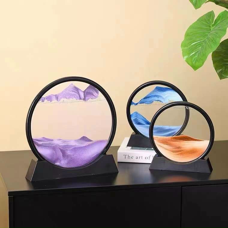 Tranh Cát Chảy  3D Chuyển Động Hình Tròn Làm Quà Tặng Trang Trí Bàn Làm Việc Tinh Tế, Sang Trọng