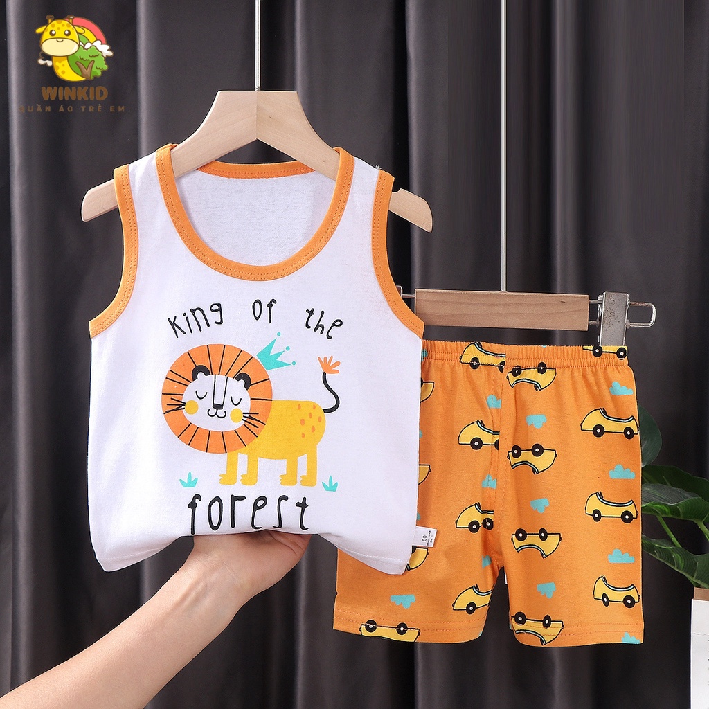 Bộ ba lỗ bé trai WINKID, bộ sát nách bé trai mùa hè chất cotton thoáng mát - WK028