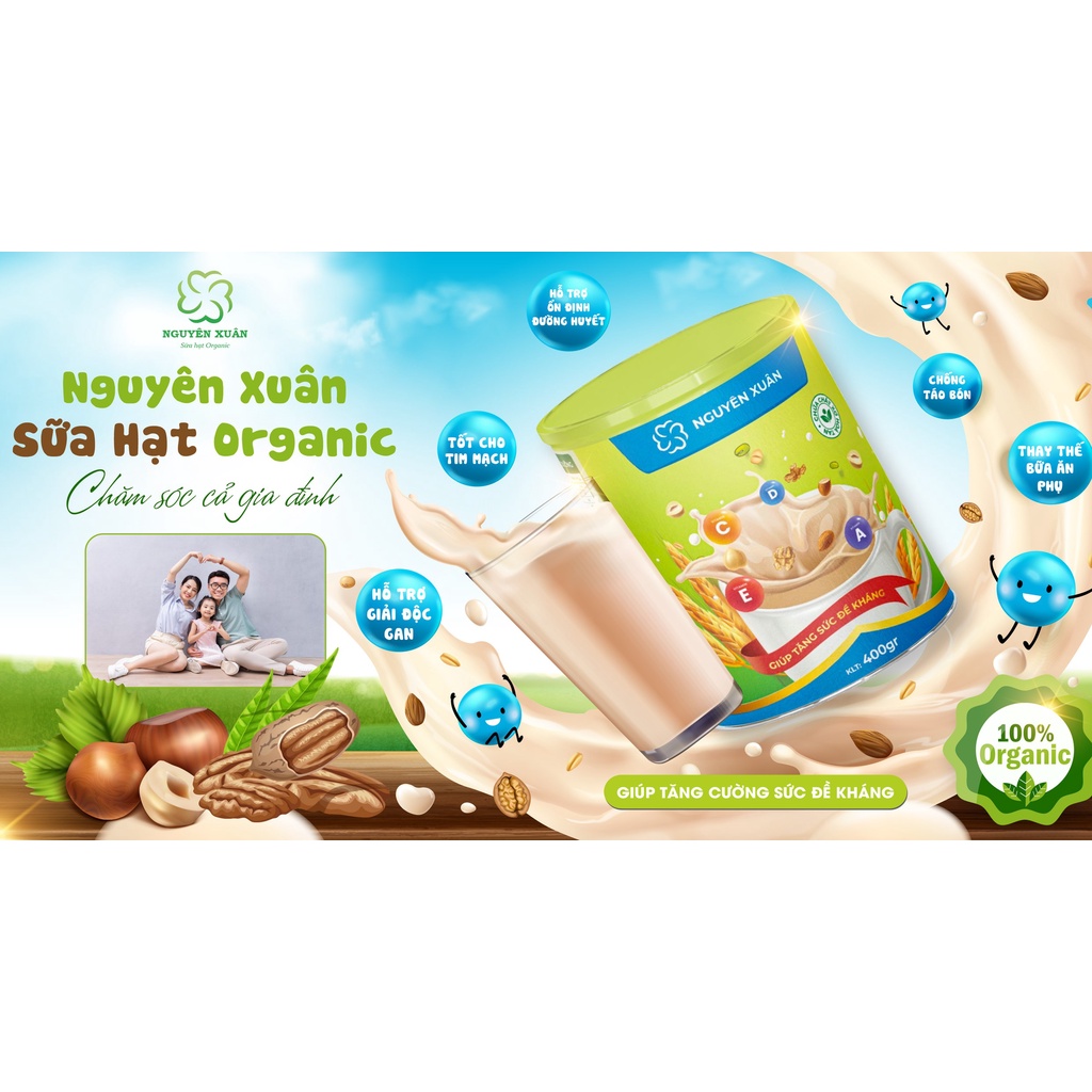 Sữa Hạt Organic Nguyên Xuân - Sữa Thực Vật. Hộp 800G