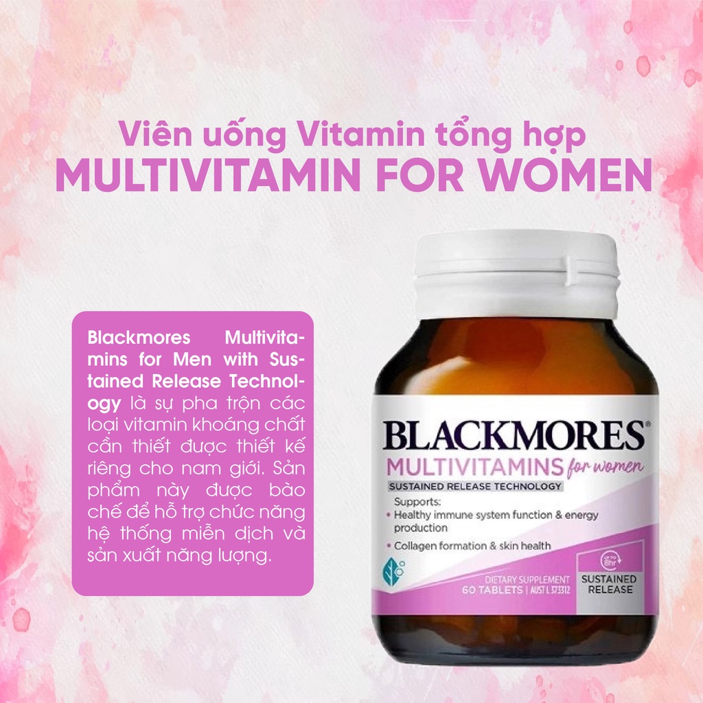 Vitamin tổng hợp dành cho phụ nữ Multivitamin for women Blackmores Úc 60 viên giúp tăng cường sức khỏe phụ nữ