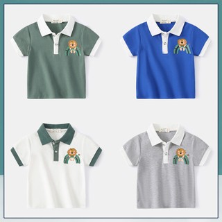Áo POLO cotton chất đẹp co giãn bé trai WELLKIDS Áo phông cộc tay họa tiết đáng yêu có cổ trẻ em từ 2-7 tuổi