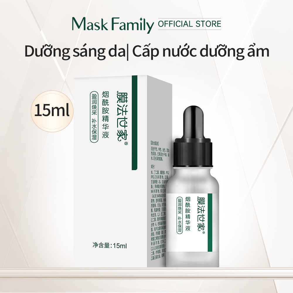 MASK FAMILY Serum niacinamide tinh chất dưỡng da chiết xuất lô hội hyaluronic acid giúp dưỡng ẩm làm sáng da 15ml