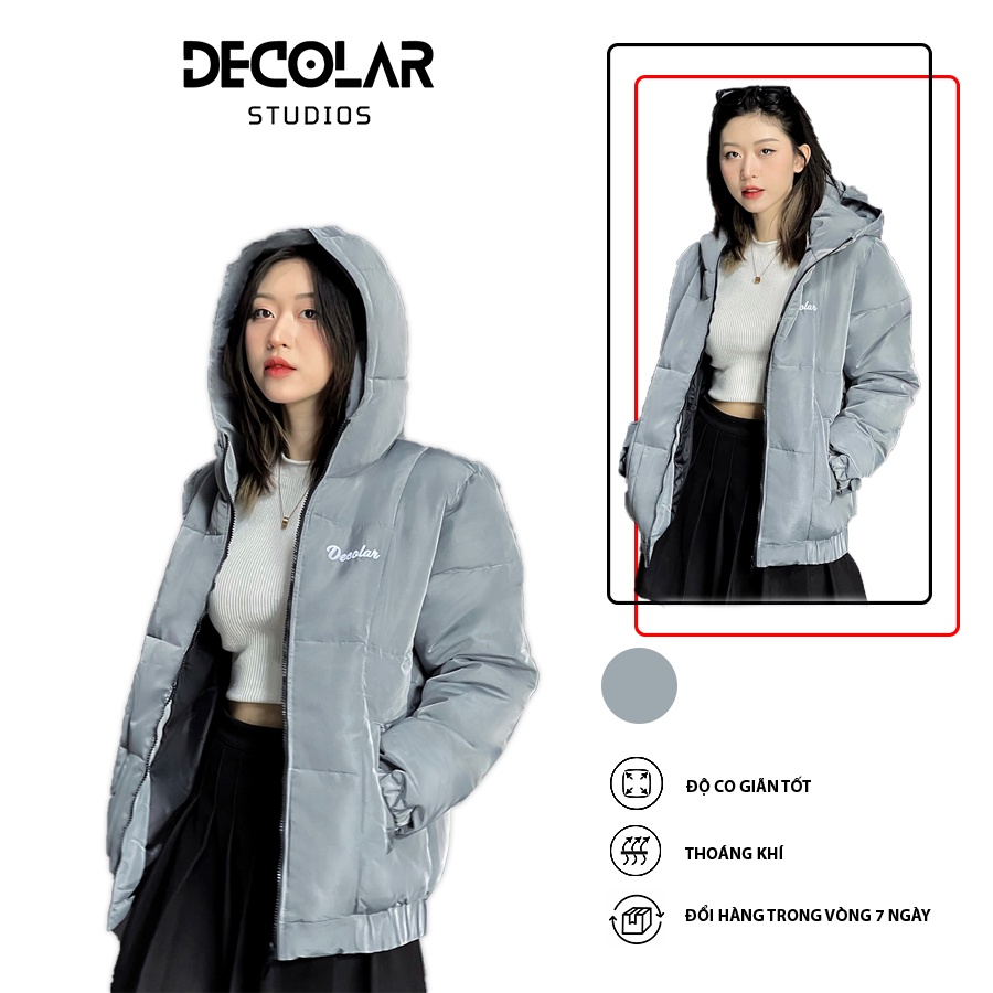 Áo khoác phao trần bông dài tay nam nữ Puffer Jacket DECOLAR ak03