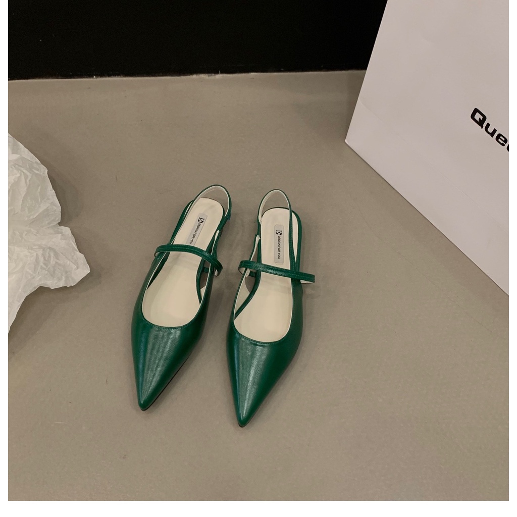 One Giày Da Mũi Nhọn Phối Khóa Cài Thời Trang Mùa Xuân Thu 2023 Dành Cho Nữ