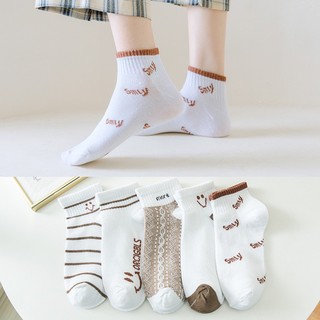 vớ ngắn nữ on white/sunny/chữ good -set 5 đôi
