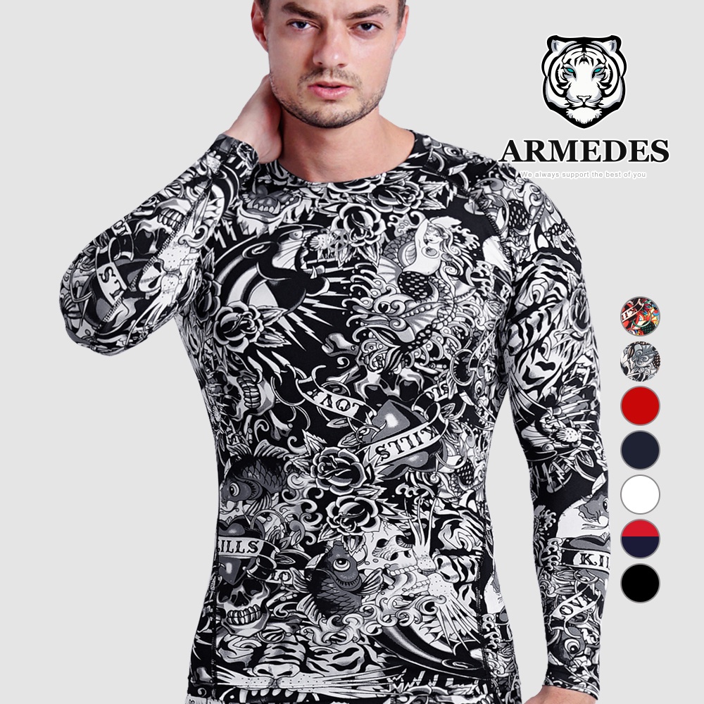 Áo thể thao nam body, áo body giữ nhiệt tay dài, co giãn 4 chiều hỗ trợ tập gym, đá banh, bóng rổ  ARMEDES - AR 141