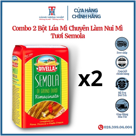 COMBO 2 BỘT MÌ SEMOLA DIVELLA 2Kg [Date 05/2024]