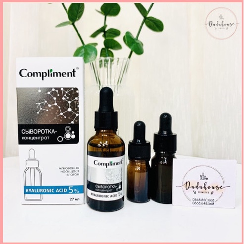 Serum cấp ẩm Compliment Hyaluronic Acid 5% bổ sung dưỡng ẩm cho da, giúp da tươi khỏe, mịn màng